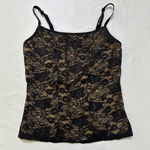 Black Floral Lace Camisole Tank Top M Whimsigoth Coquette Romantic Goth Grunge
